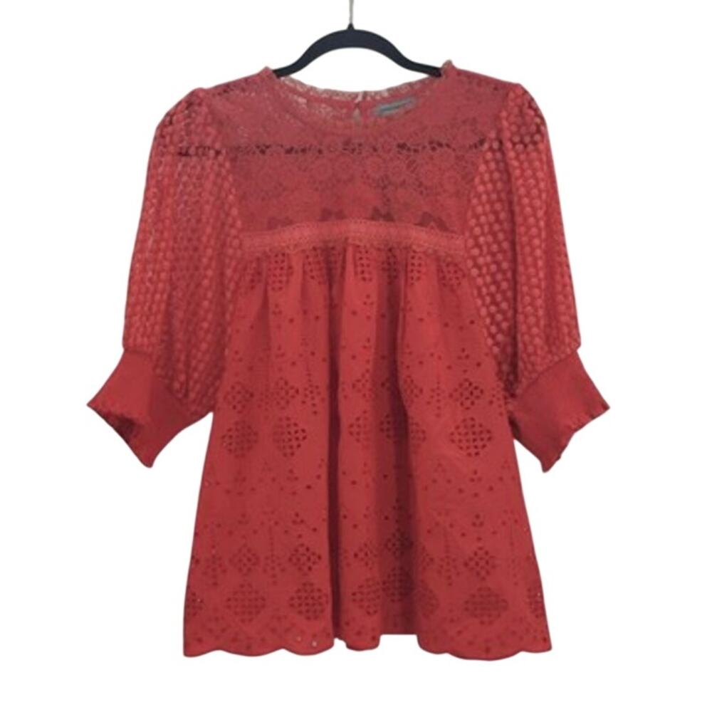 New Anthropologie Conditions Apply Bertha Top Blouse Eyelet Peasant Boho Large
